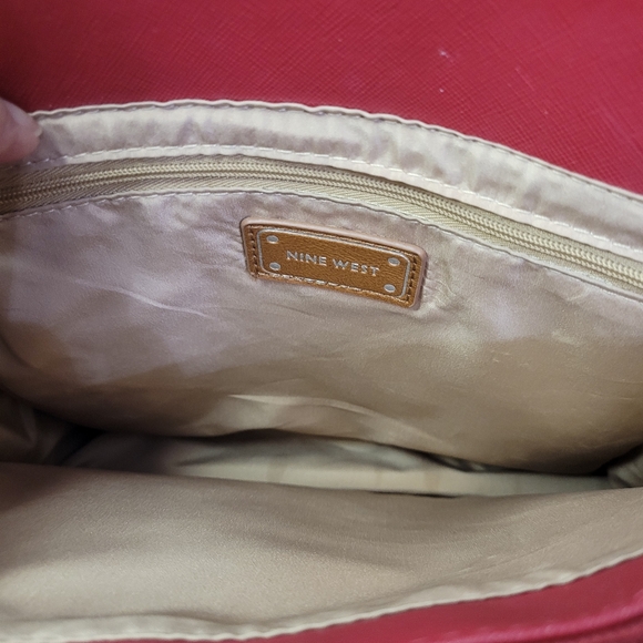 Nine West Ruby Red Christmas Double Handle and Shoulder Satchel Bag - Picture 8 of 12